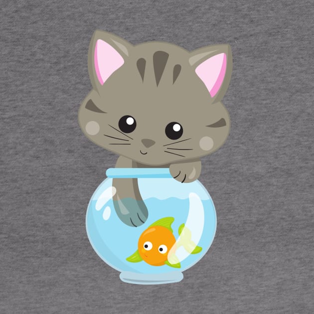 Cute Cat, Little Cat, Kitty, Kitten, Fish Bowl by Jelena Dunčević